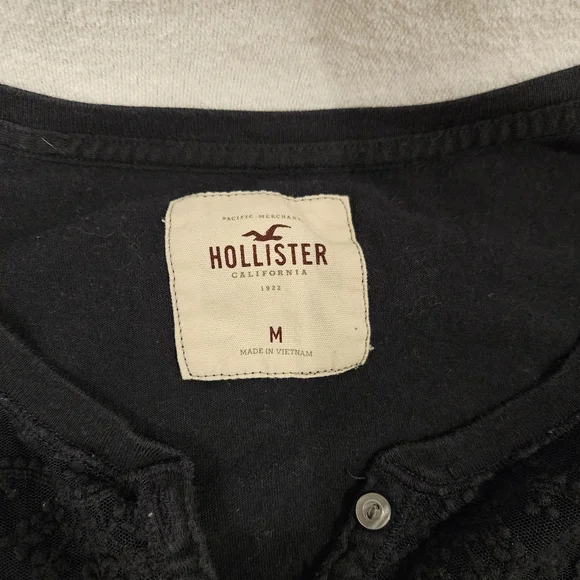 Y2k Hollister Dark Blue Lace Accent Shirt - Picture 5 of 6